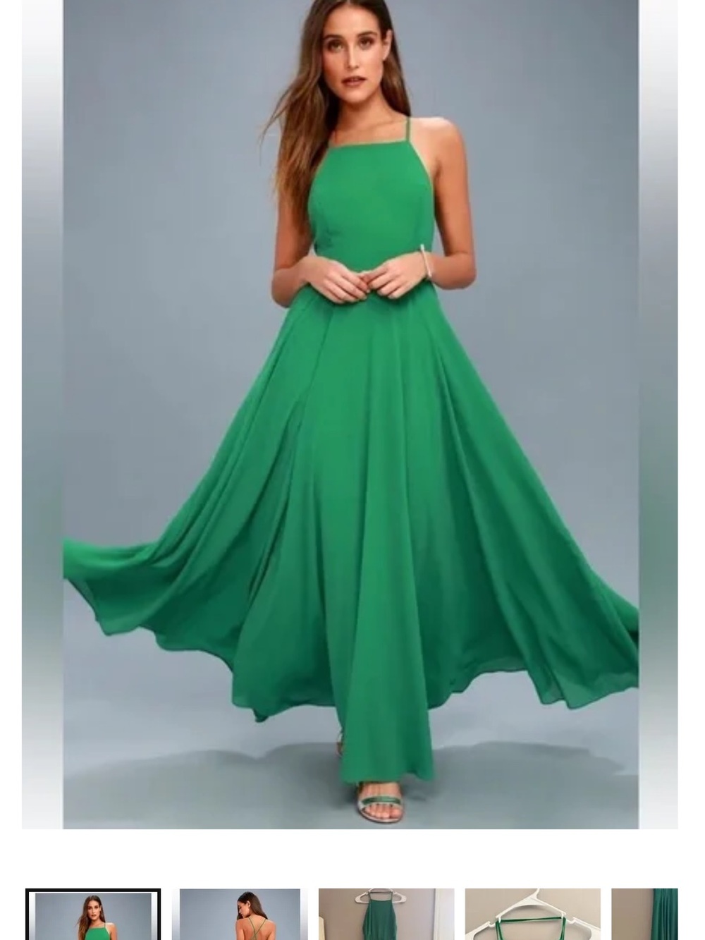 Lulu's Emerald Green Halter Maxi Dress